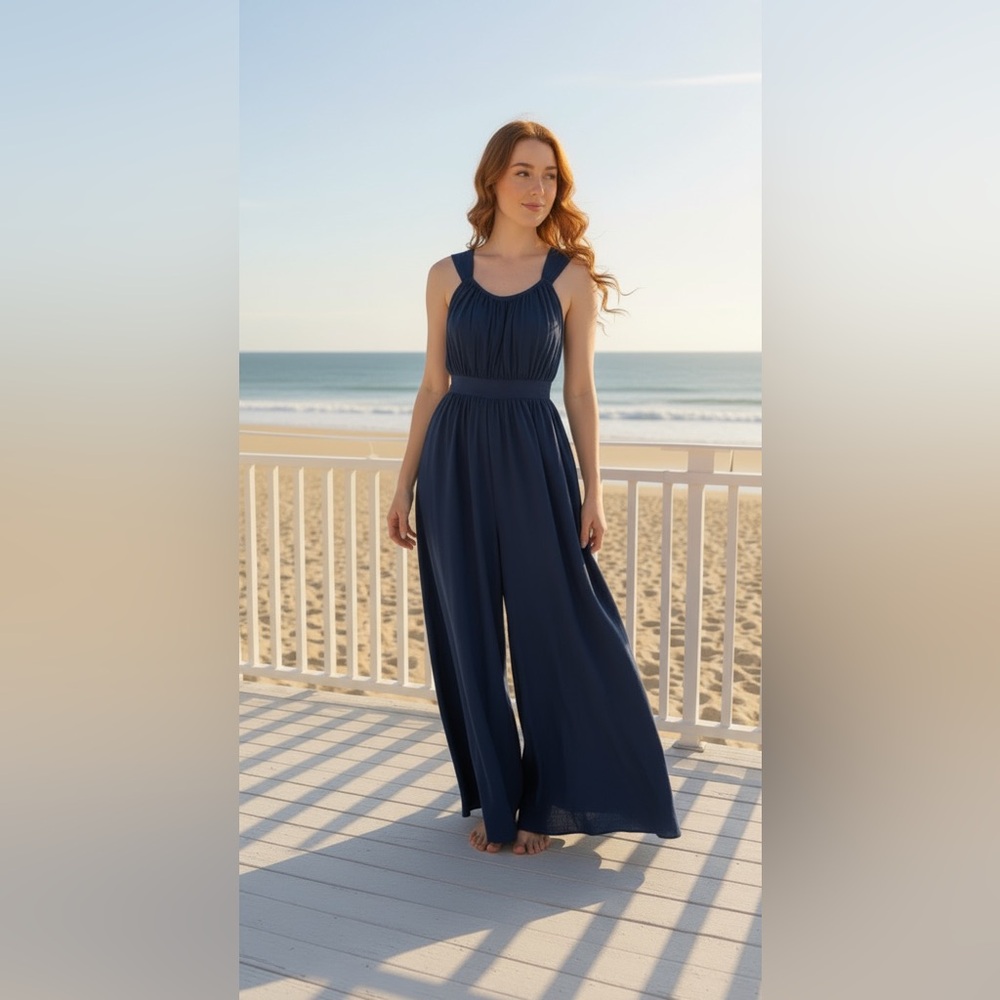 Free People Navy Blue Jumpsuit